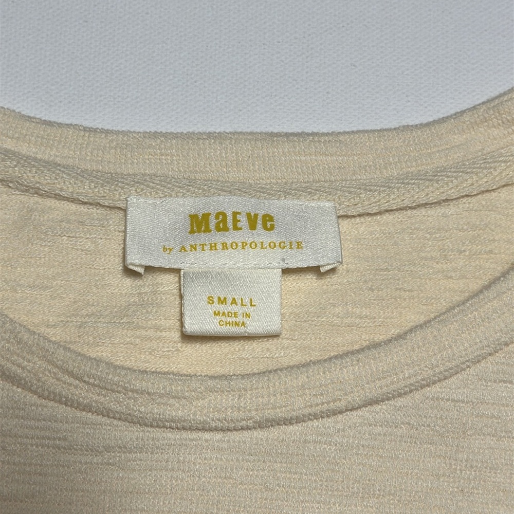 Maeve by Anthropologie Ivory Sheer Puff Short Sleeve Shirt Top - Womens Small - Picture 4 of 14